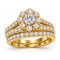 Floral Halo Round Split Shank Bridal Ring Set, 0.63 ct angle view
