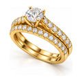 Round Cathedral Pavé Bridal Ring Set, 0.63 ct angle view