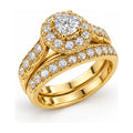 Round Halo Pavé Bridal Ring Set, 0.65 ct angle view