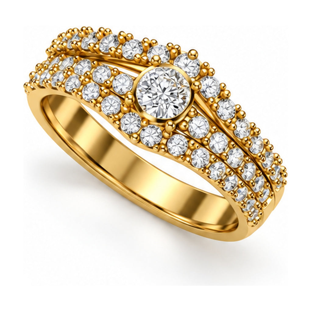 Round Pavé Split Shank Engagement Ring, 0.50 ct angle view