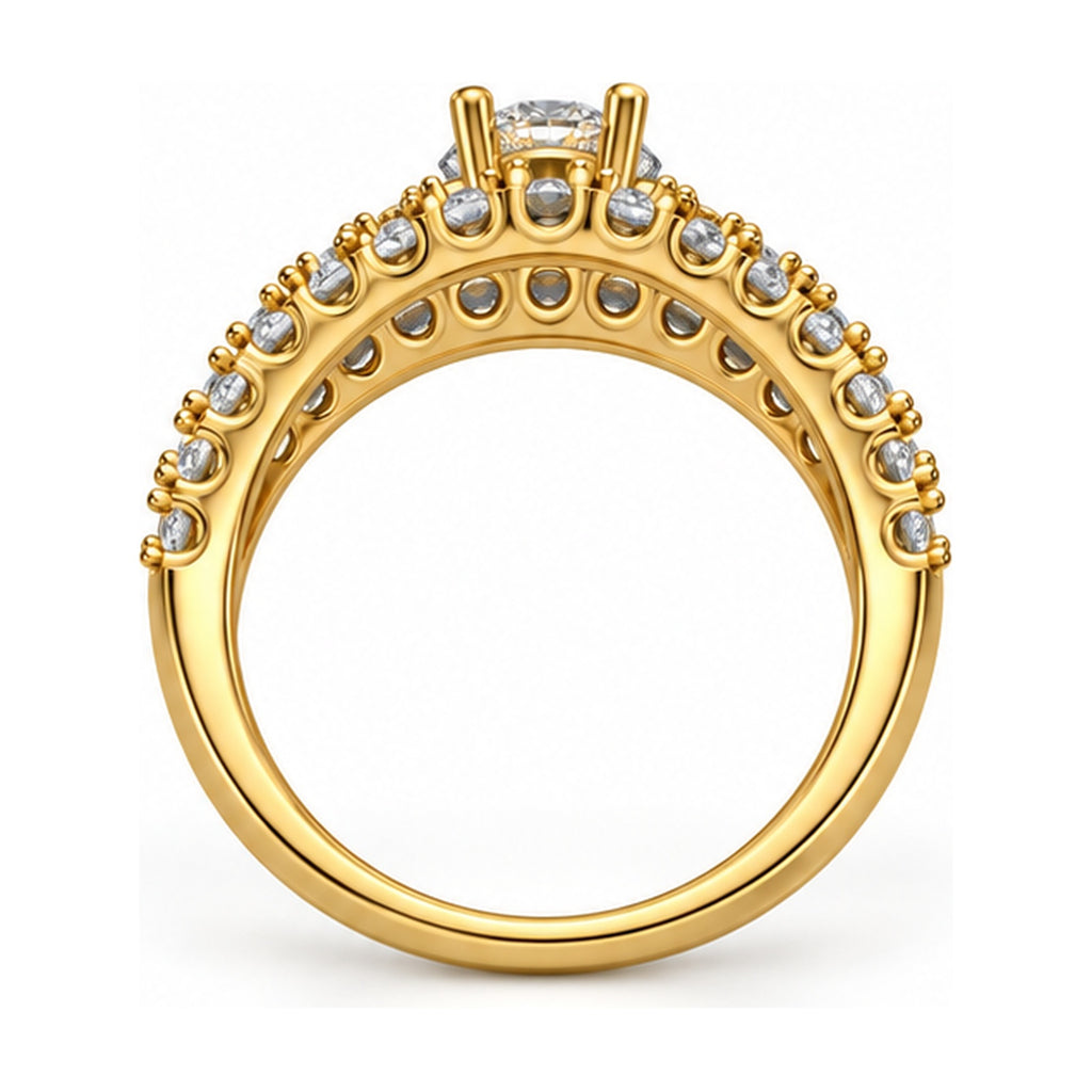 Round Pavé Split Shank Engagement Ring, 0.50 ct back view