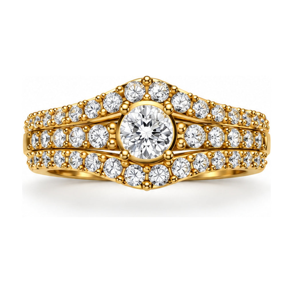 Round Pavé Split Shank Engagement Ring, 0.50 ct front view