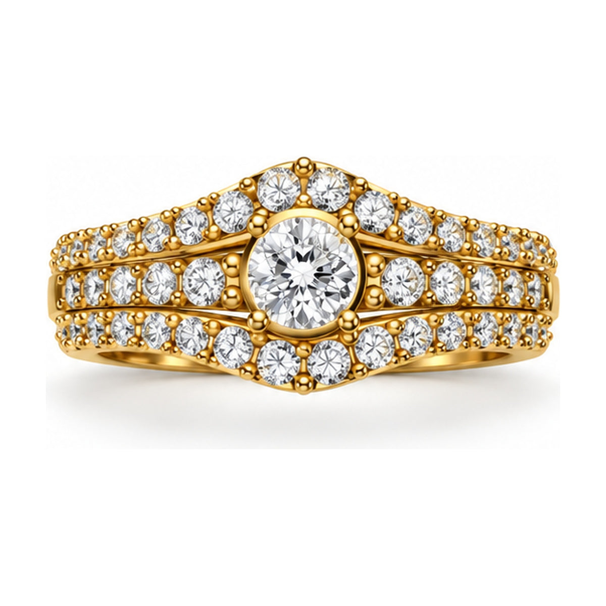 Round Pavé Split Shank Engagement Ring, 0.50 ct front view