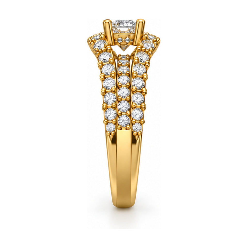Round Pavé Split Shank Engagement Ring, 0.50 ct side view