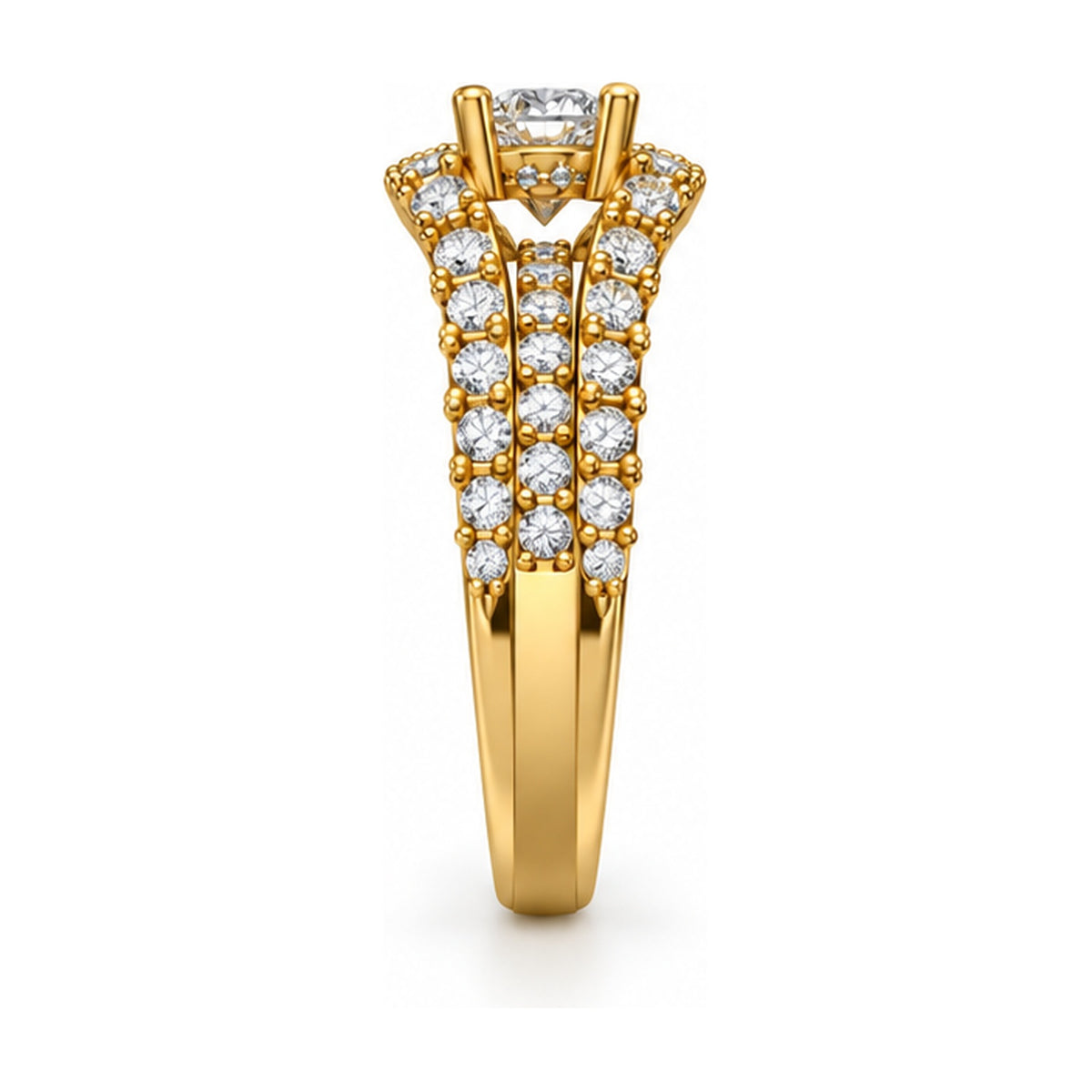 Round Pavé Split Shank Engagement Ring, 0.50 ct side view