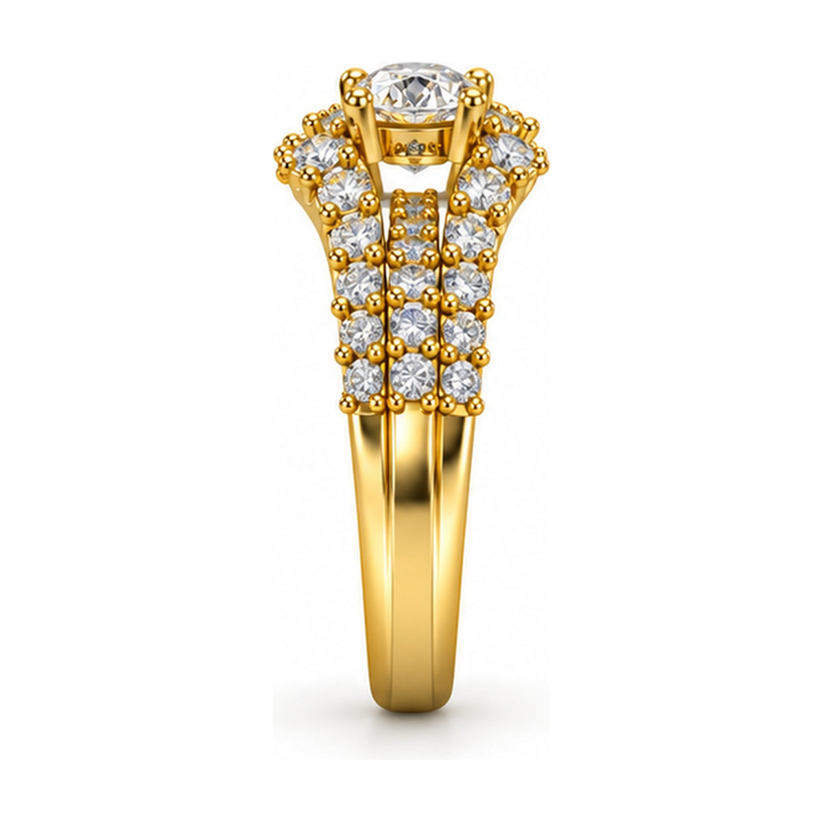 Oval Pavé Split Shank Engagement Ring, 0.50 ct side view