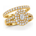 Emerald Cut Double Halo Split Shank Bridal Ring Set, 0.25 ct angle view