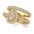 Pear Double Halo Pavé Bridal Ring Set, 0.33 ct angle view