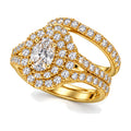 Oval Double Halo Split Shank Bridal Ring Set, 0.33 ct angle view
