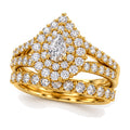 Pear Double Halo Split Shank Bridal Ring Set, 0.33 ct angle view