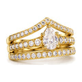 Pear Tiara Pavé Bridal Trio Set, 0.63 ct angle view