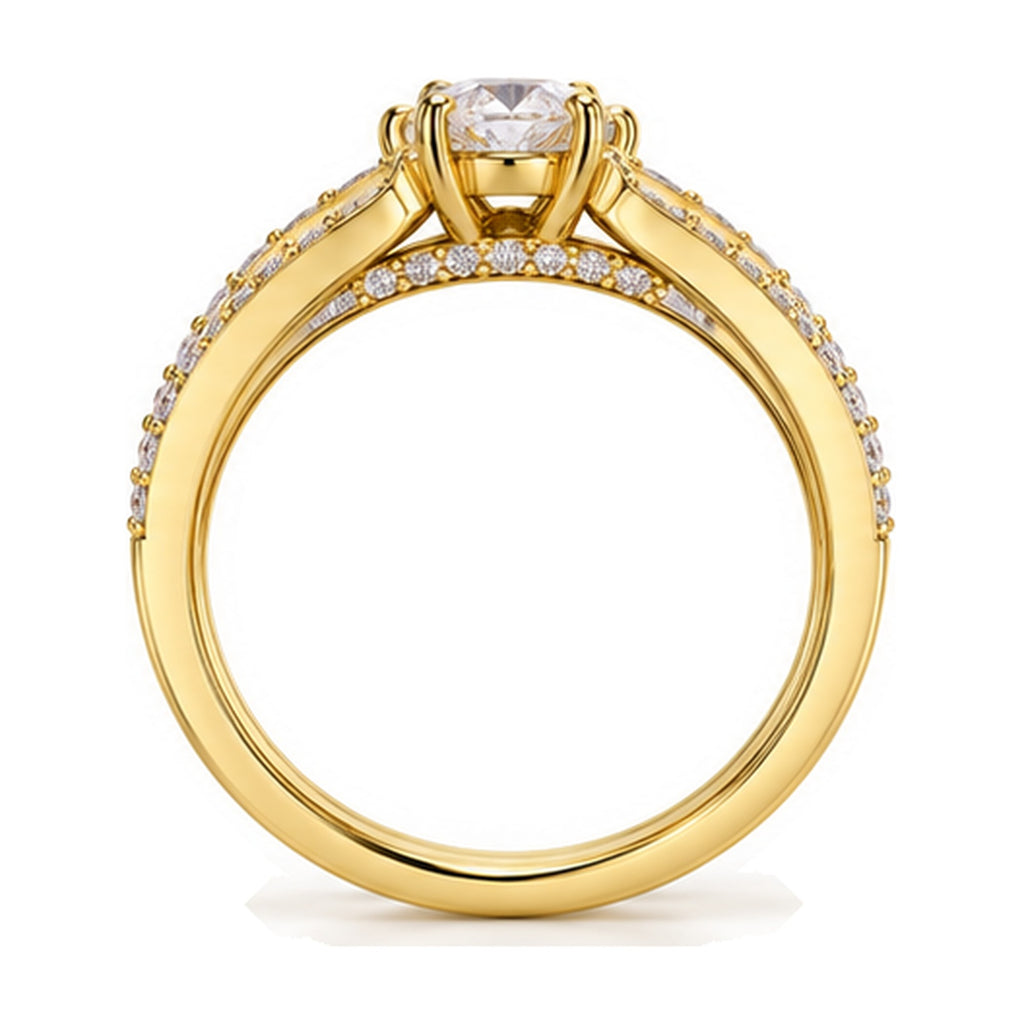 Pear Tiara Pavé Bridal Trio Set, 0.63 ct side view