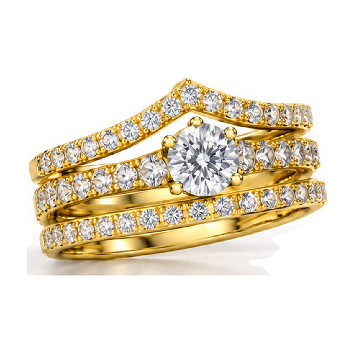 Round Tiara Graduated Pavé Bridal Trio Set, 0.63 ct angle view