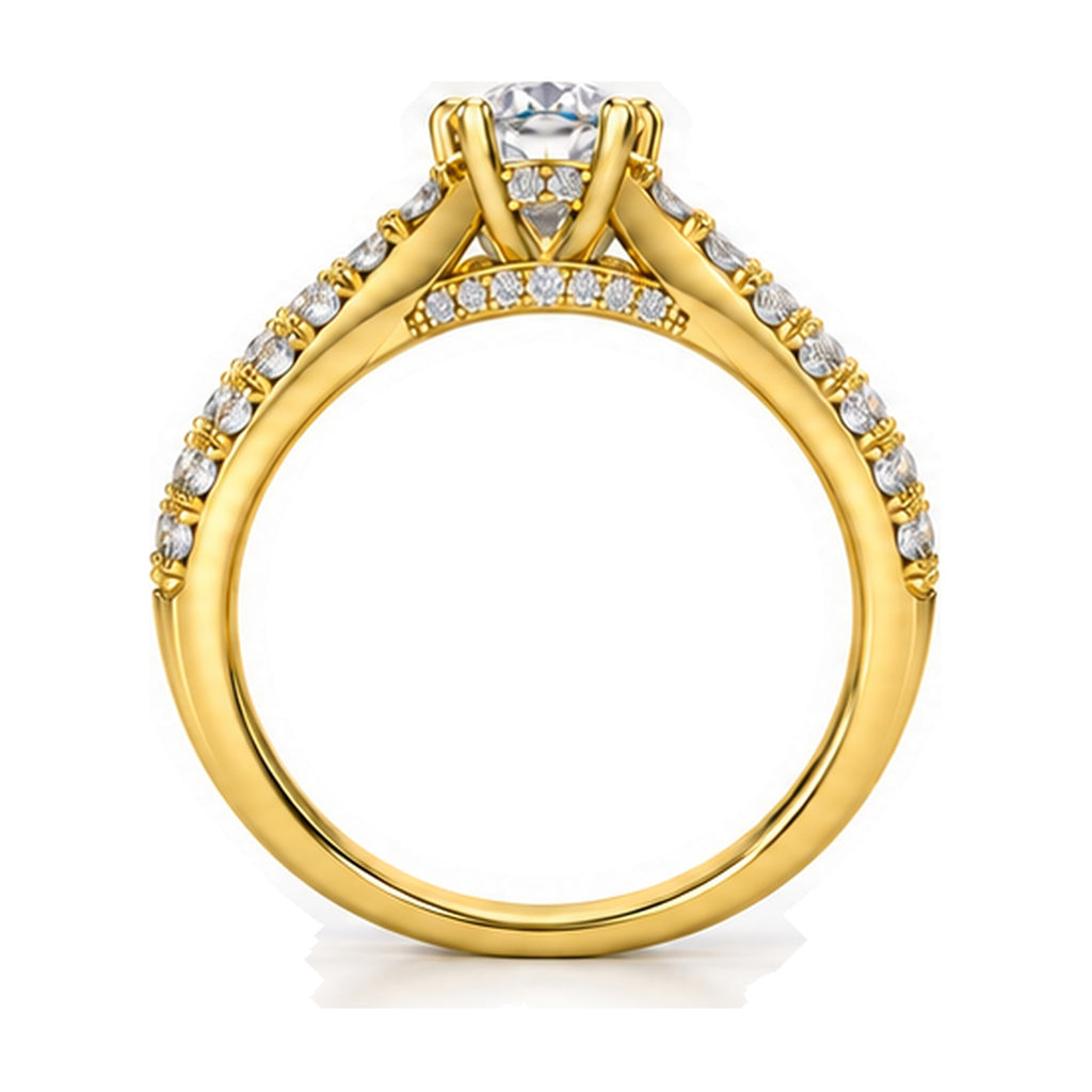 Round Tiara Graduated Pavé Bridal Trio Set, 0.63 ct side view