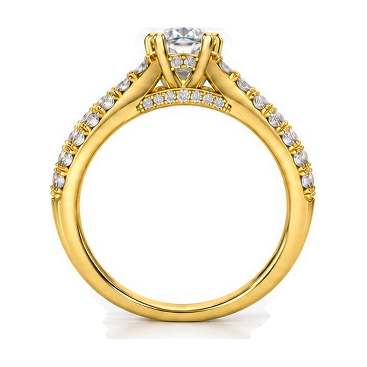 Round Tiara Graduated Pavé Bridal Trio Set, 0.63 ct side view