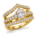 Oval Tiara Graduated Pavé Bridal Trio Set, 0.63 ct angle view