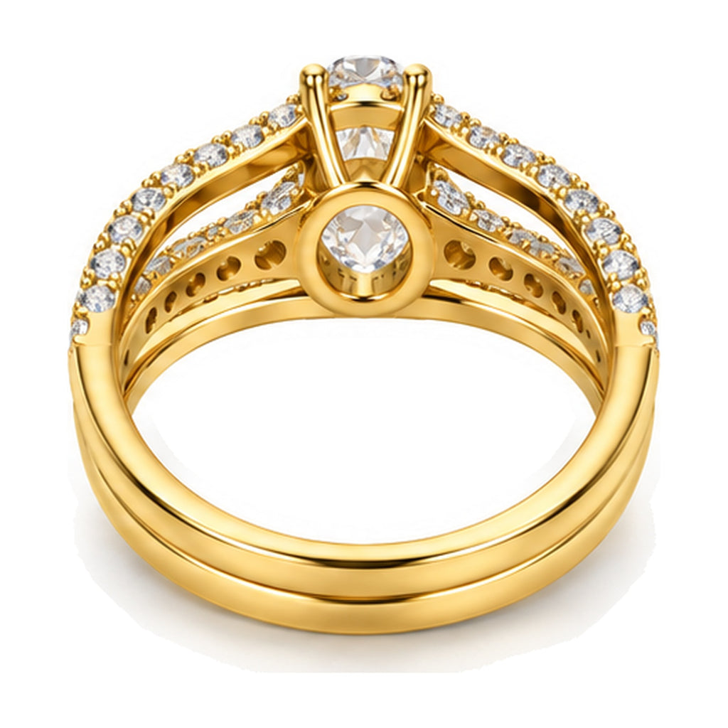 Oval Tiara Graduated Pavé Bridal Trio Set, 0.63 ct back view