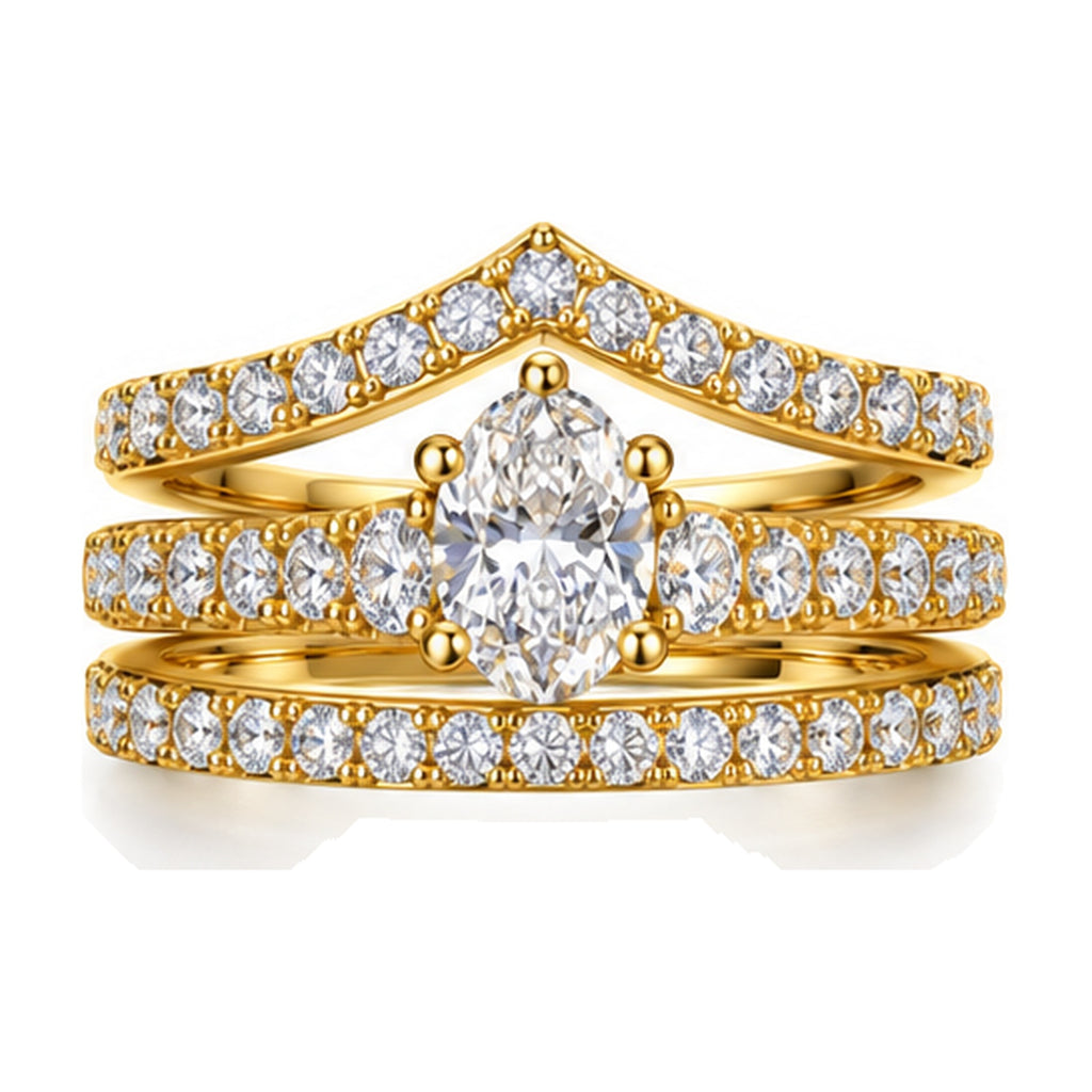 Oval Tiara Graduated Pavé Bridal Trio Set, 0.63 ct front view