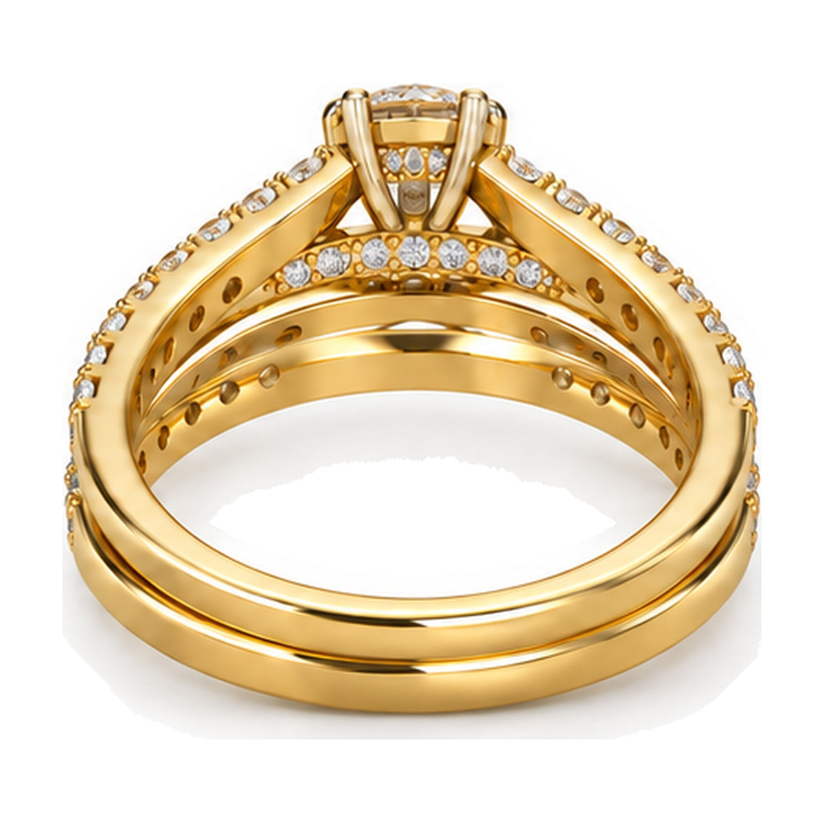 Pear Tiara Graduated Pavé Bridal Trio Set, 0.63 ct back view