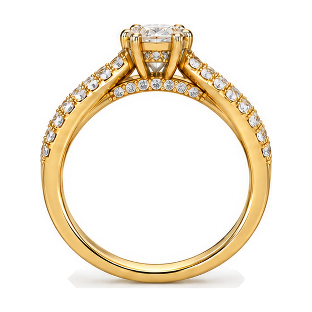 Pear Tiara Graduated Pavé Bridal Trio Set, 0.63 ct side view