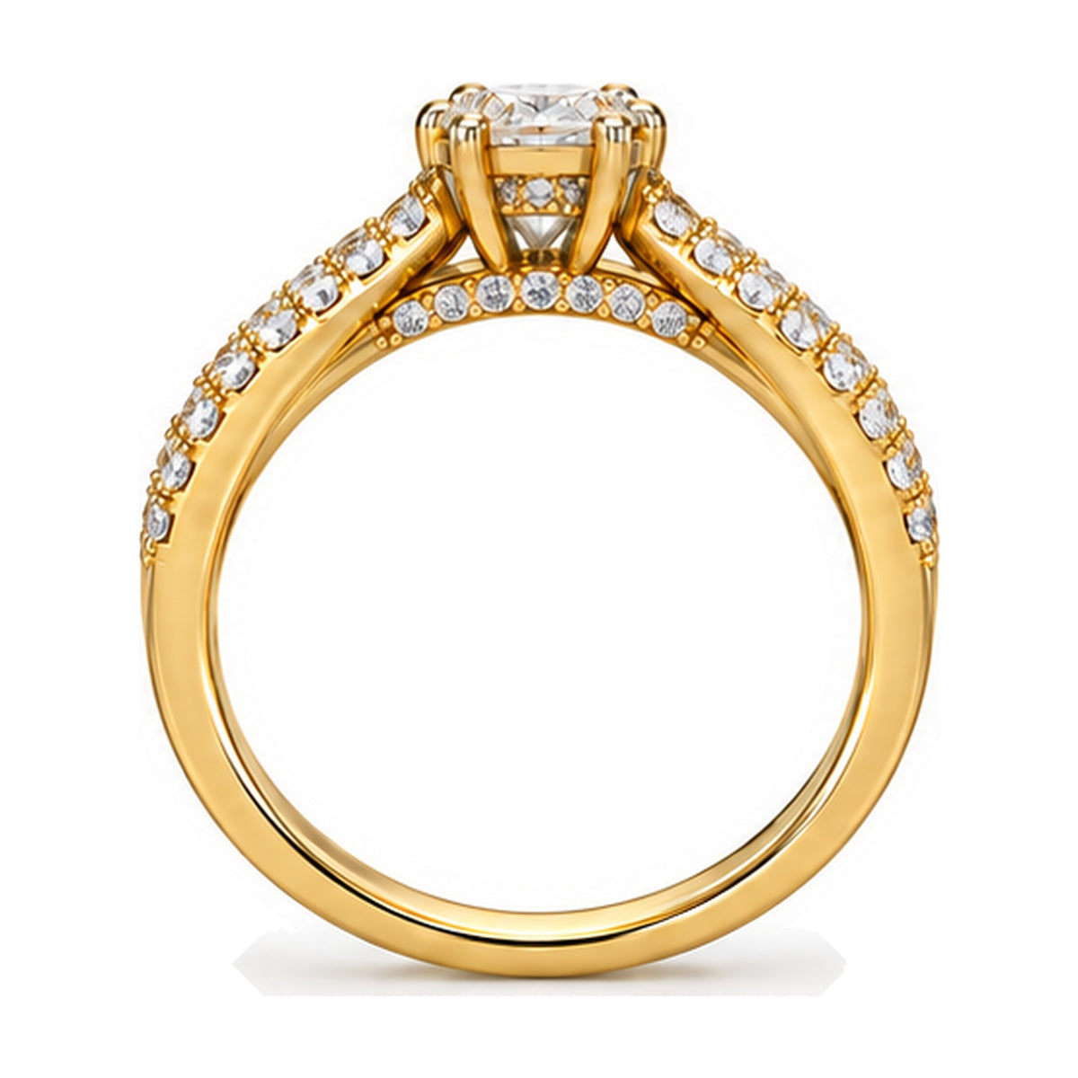 Pear Tiara Graduated Pavé Bridal Trio Set, 0.63 ct side view