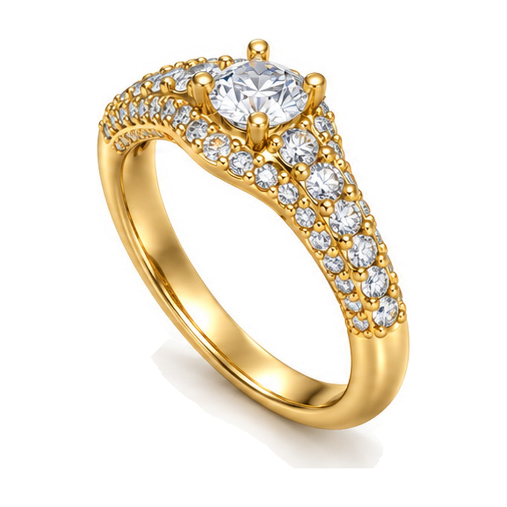 Round Semi Halo Pavé Engagement Ring, 0.50 ct angle view