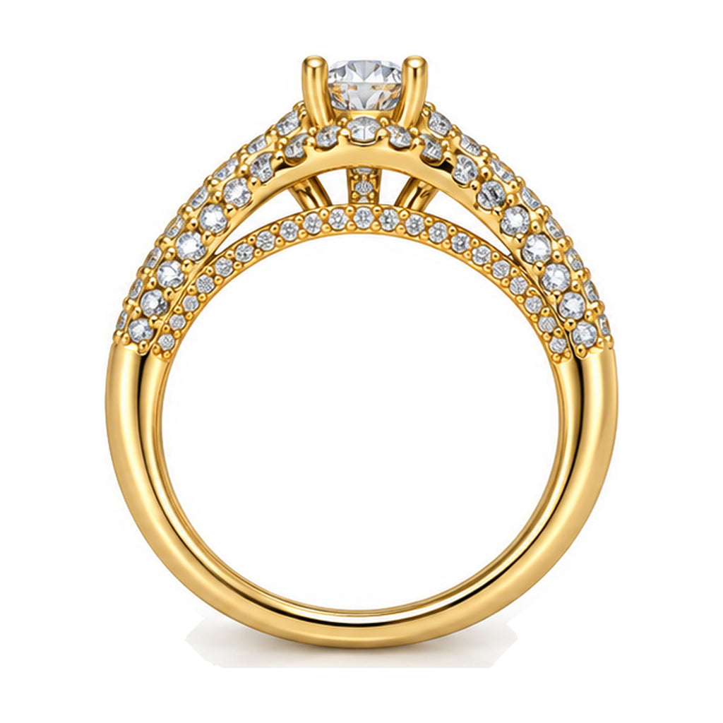 Round Semi Halo Pavé Engagement Ring, 0.50 ct back view