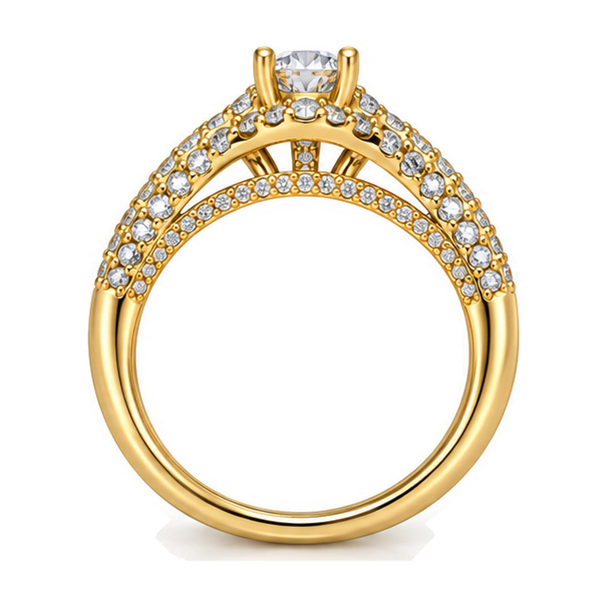Round Semi Halo Pavé Engagement Ring, 0.50 ct back view