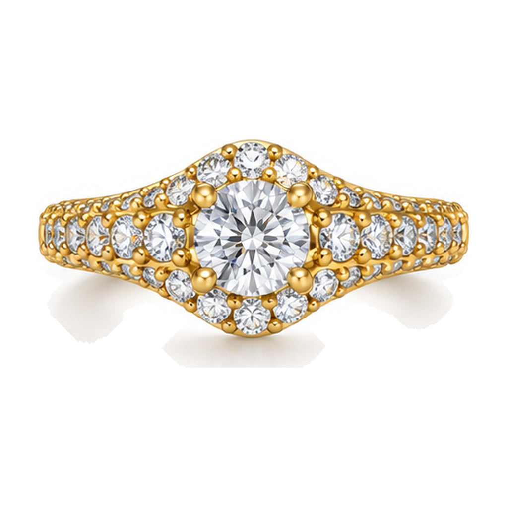 Round Semi Halo Pavé Engagement Ring, 0.50 ct front view