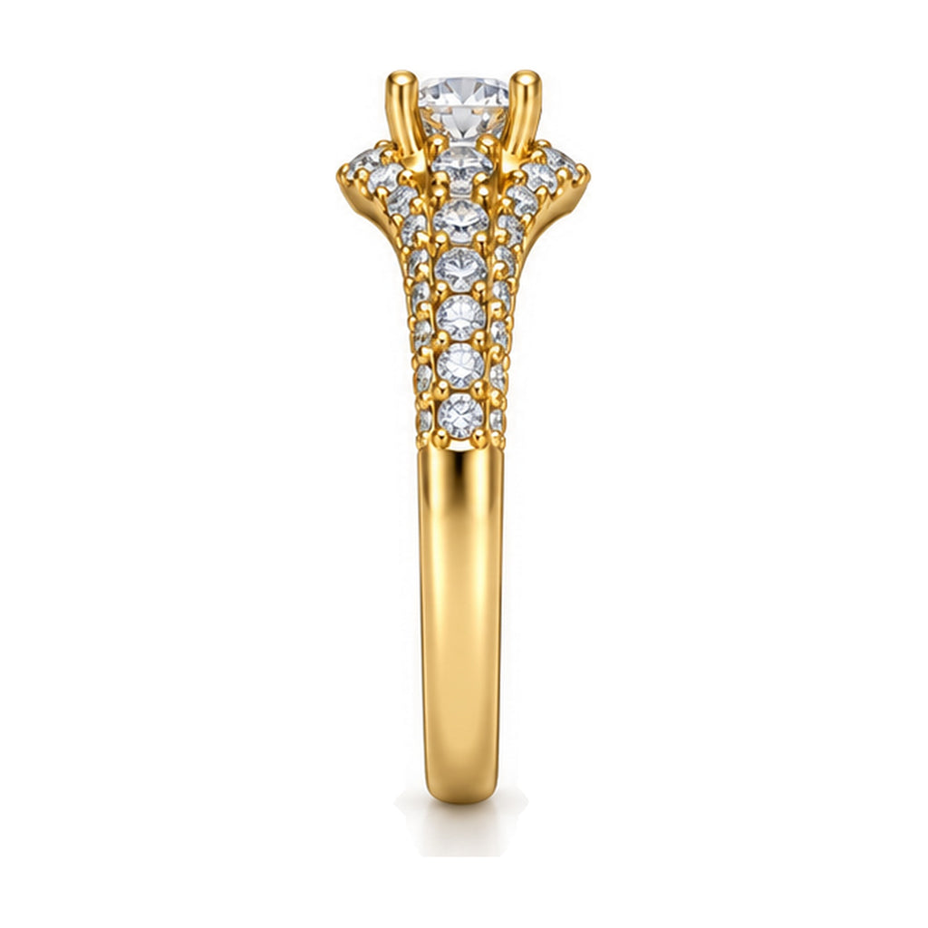 Round Semi Halo Pavé Engagement Ring, 0.50 ct side view