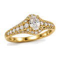 Oval Semi Halo Pavé Engagement Ring, 0.50 ct angle view
