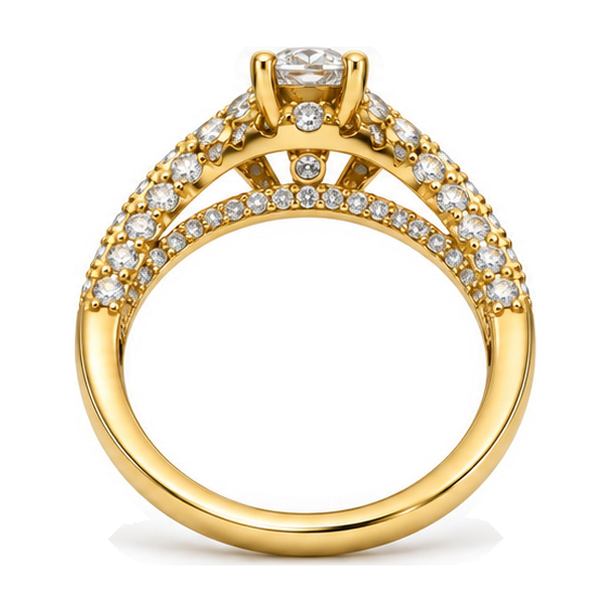 Oval Semi Halo Pavé Engagement Ring, 0.50 ct back view