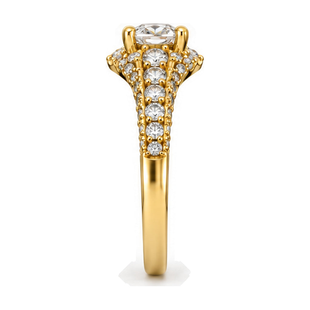 Oval Semi Halo Pavé Engagement Ring, 0.50 ct side view