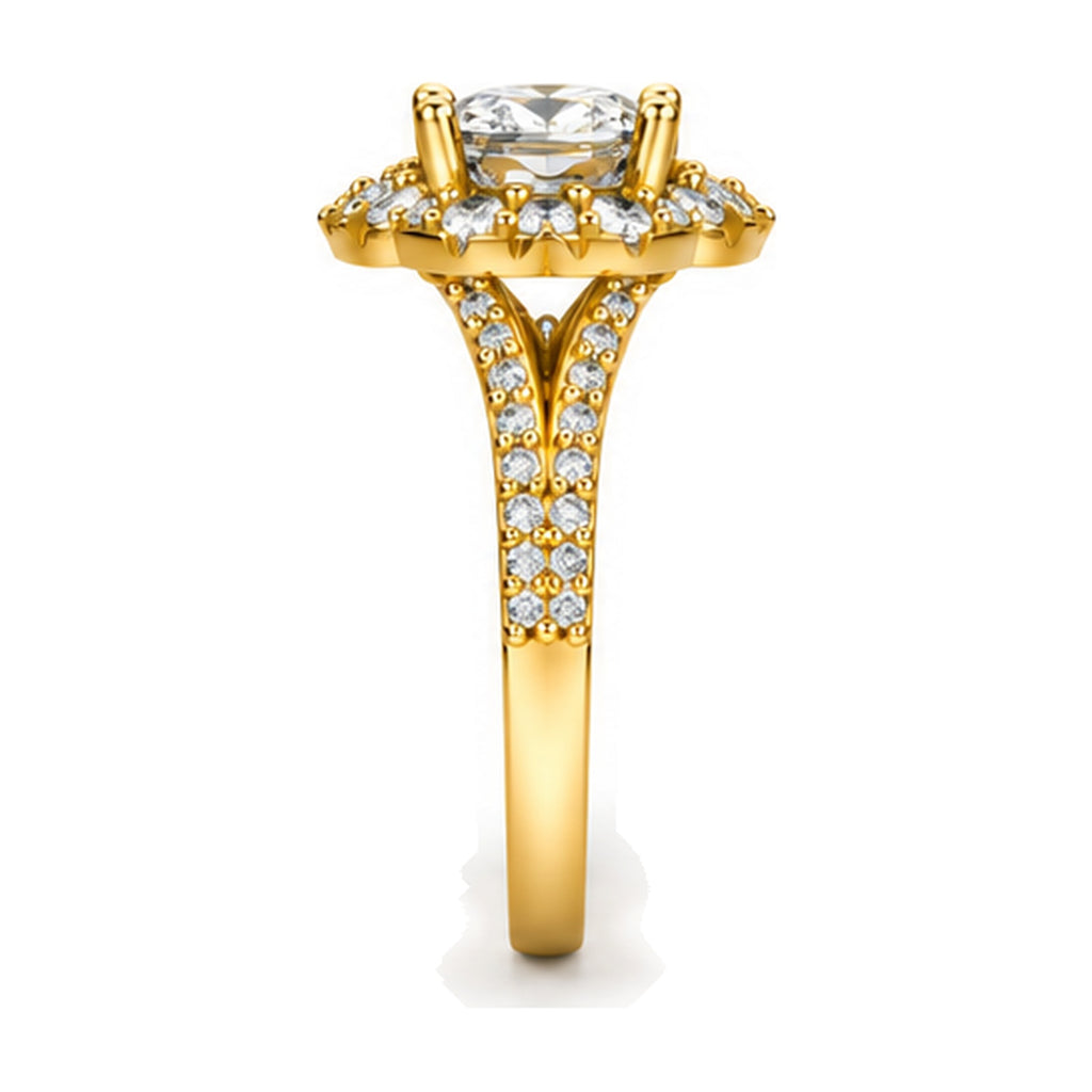 Oval Shield Halo Split Shank Engagement Ring, 0.63 ct side view