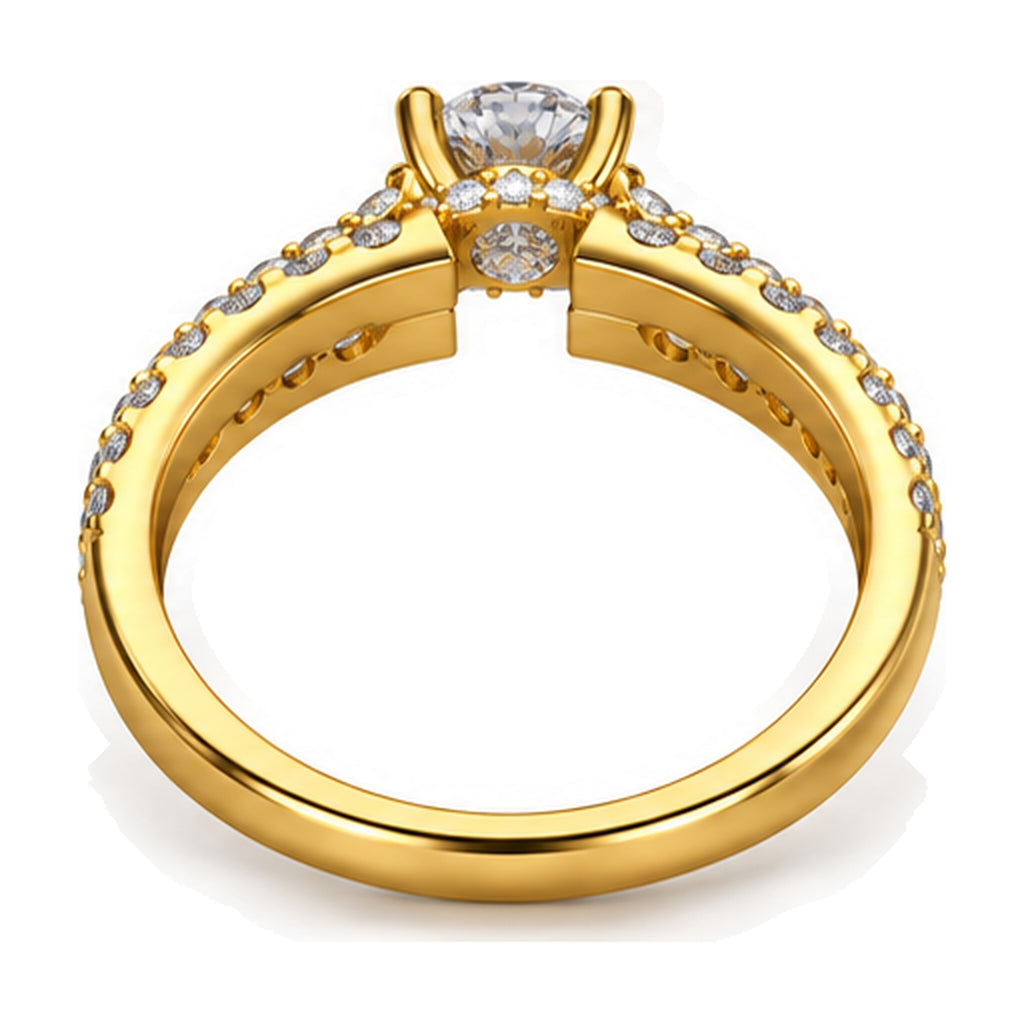 Round Open Gallery Pavé Engagement Ring, 0.63 ct back view
