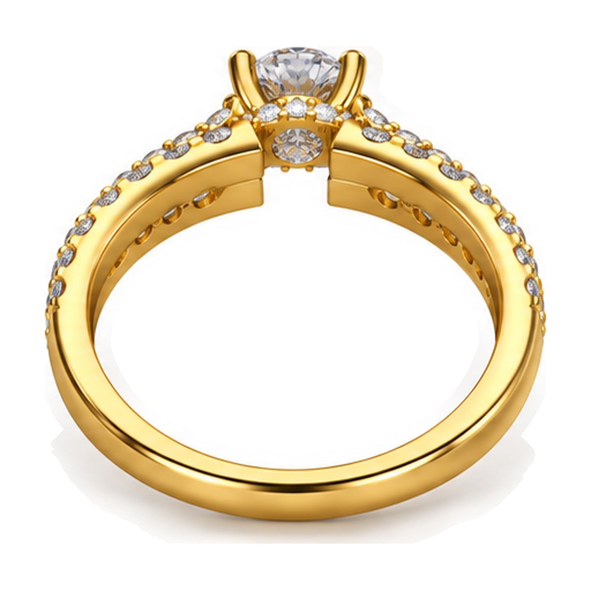Round Open Gallery Pavé Engagement Ring, 0.63 ct back view