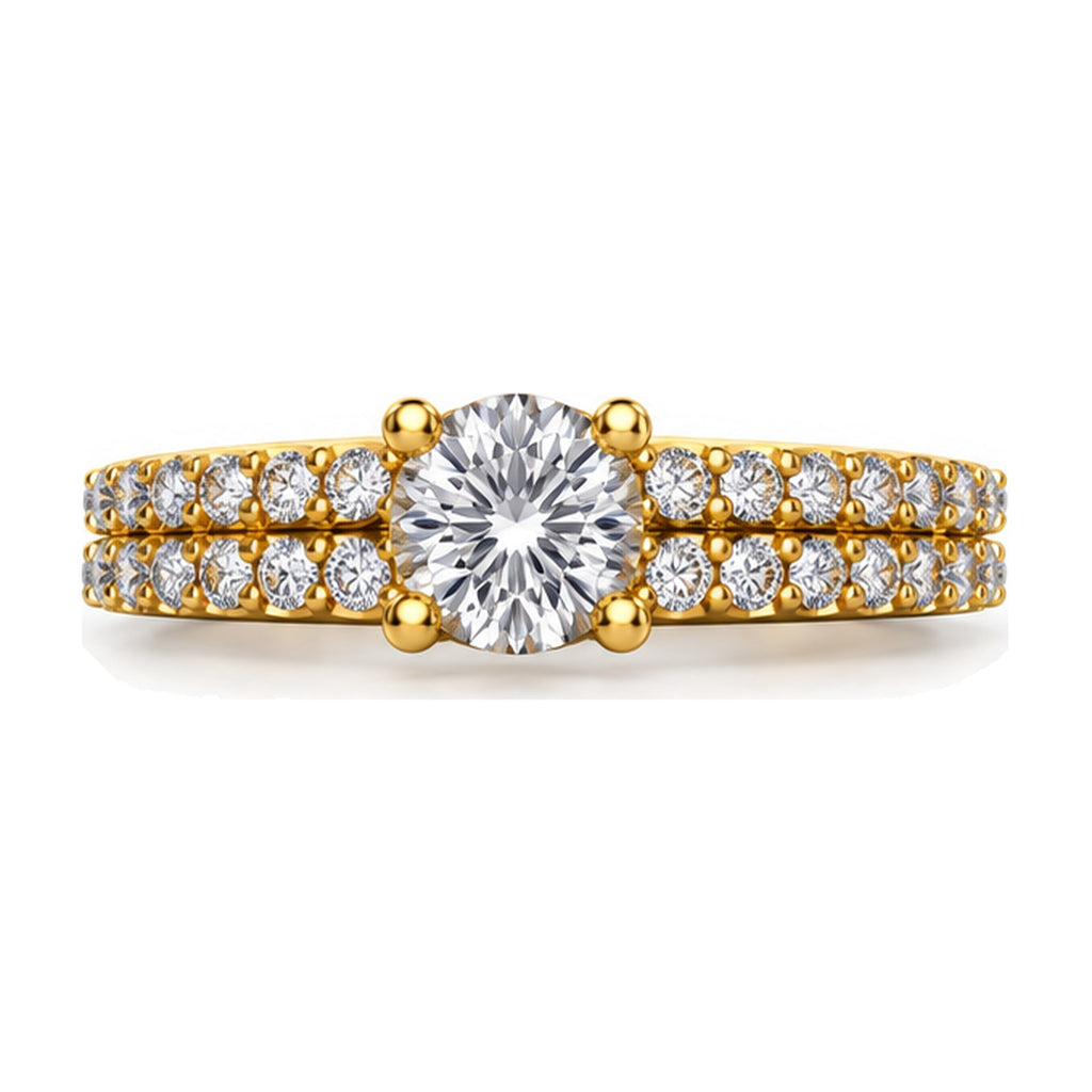 Round Open Gallery Pavé Engagement Ring, 0.63 ct front view