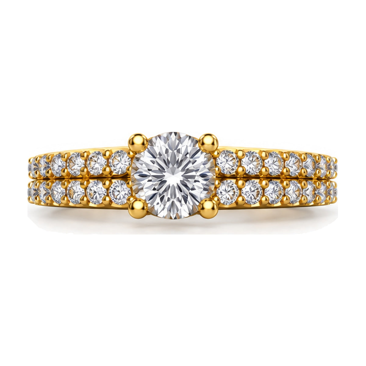 Round Open Gallery Pavé Engagement Ring, 0.63 ct front view