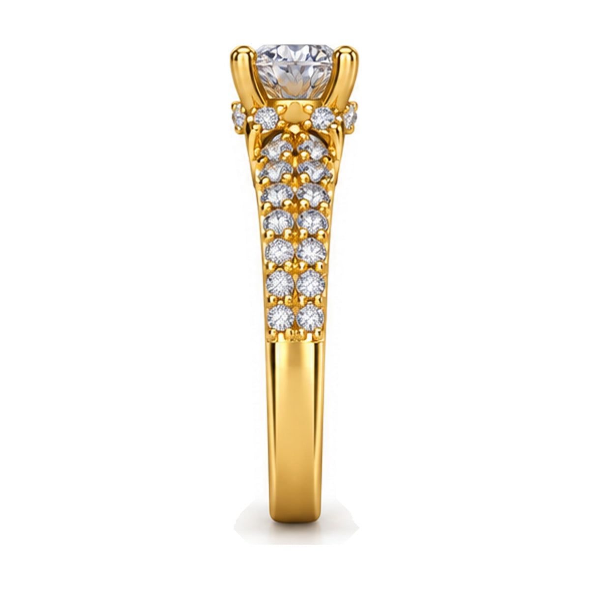Round Open Gallery Pavé Engagement Ring, 0.63 ct side view