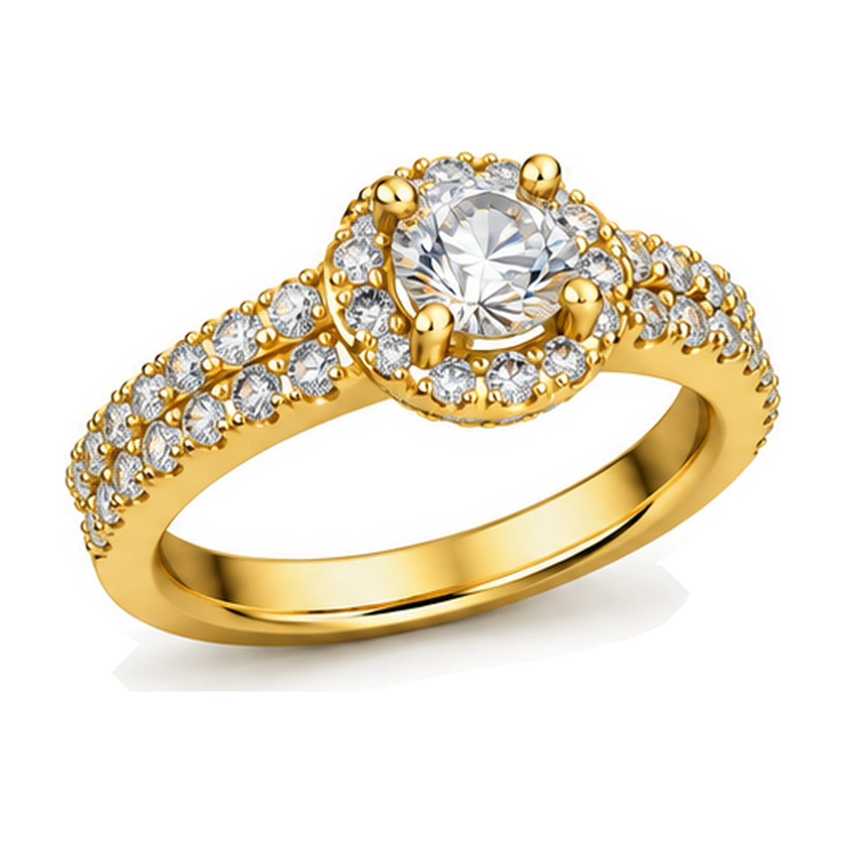 Round Open Gallery Halo Pavé Engagement Ring, 0.40 ct angle view