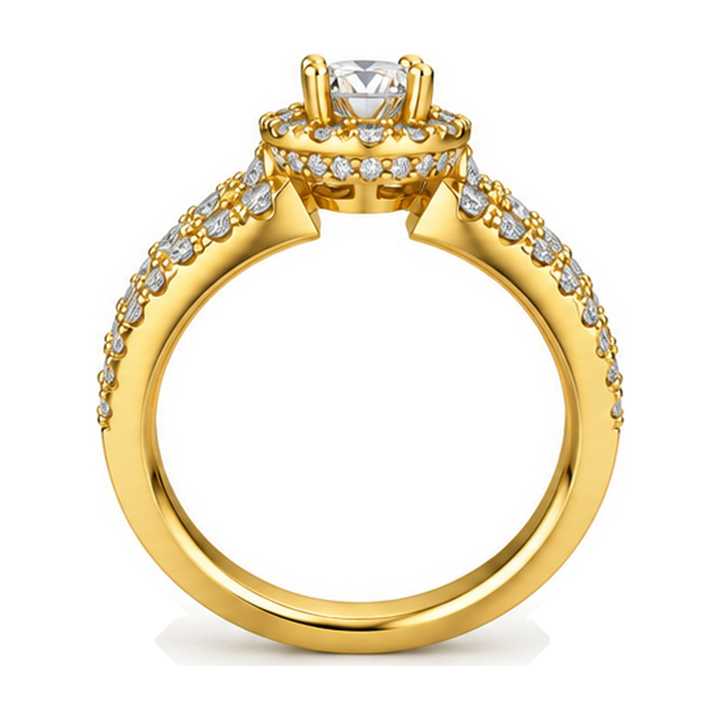 Round Open Gallery Halo Pavé Engagement Ring, 0.40 ct back view