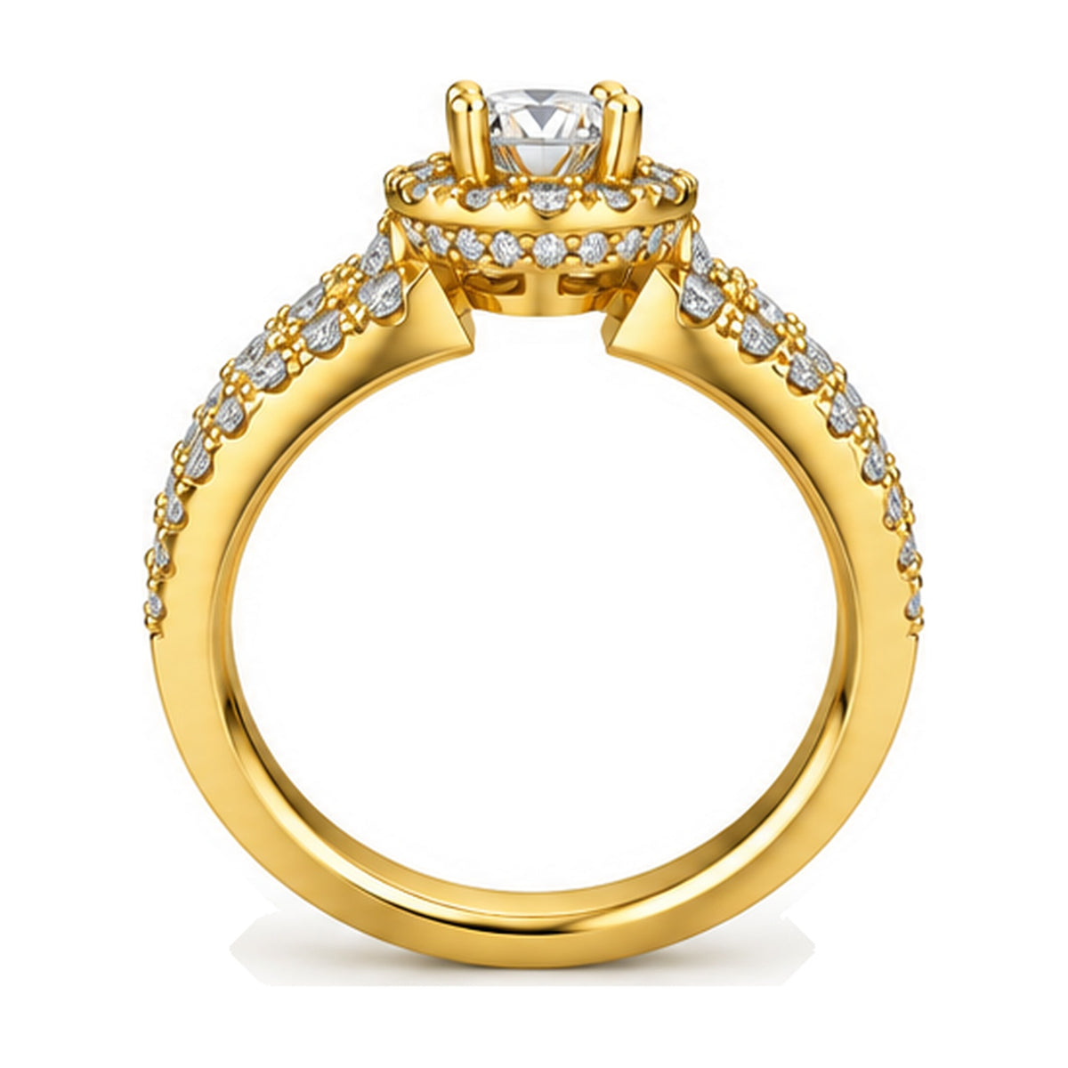 Round Open Gallery Halo Pavé Engagement Ring, 0.40 ct back view