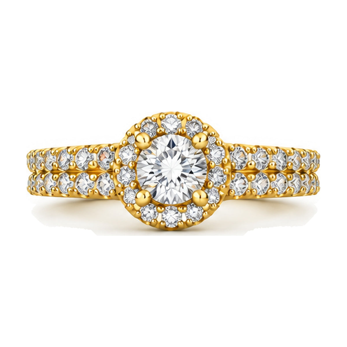 Round Open Gallery Halo Pavé Engagement Ring, 0.40 ct front view