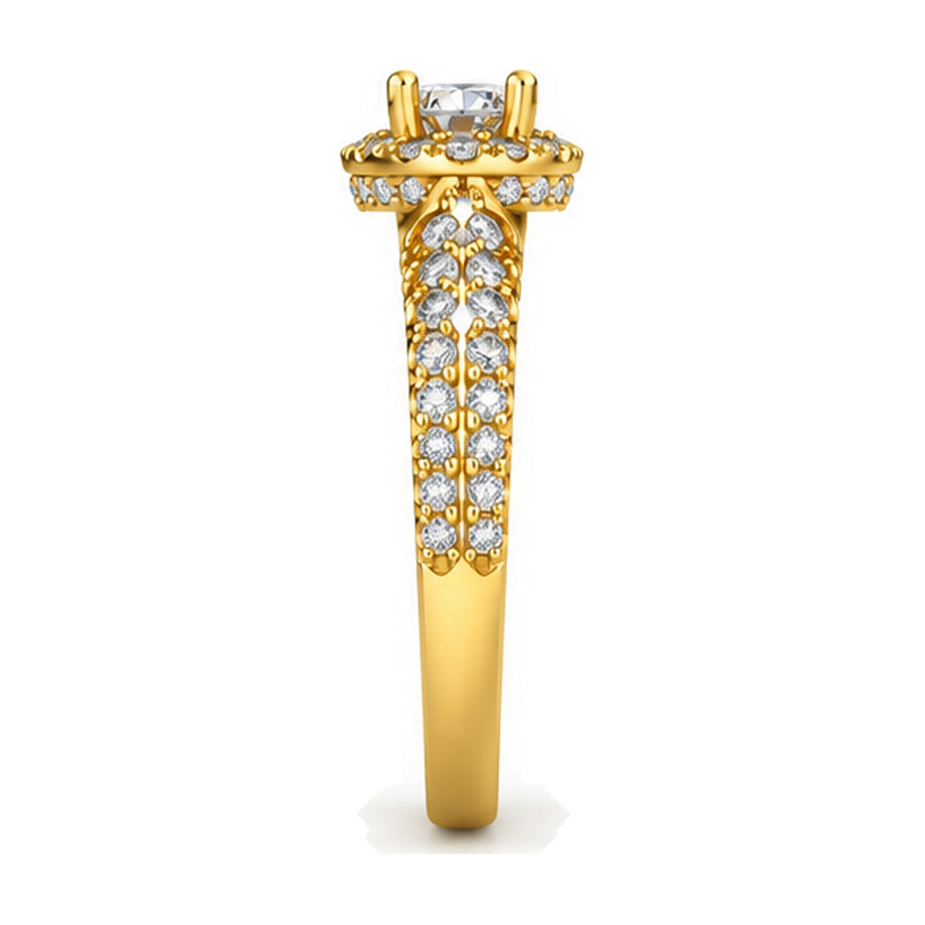 Round Open Gallery Halo Pavé Engagement Ring, 0.40 ct side view