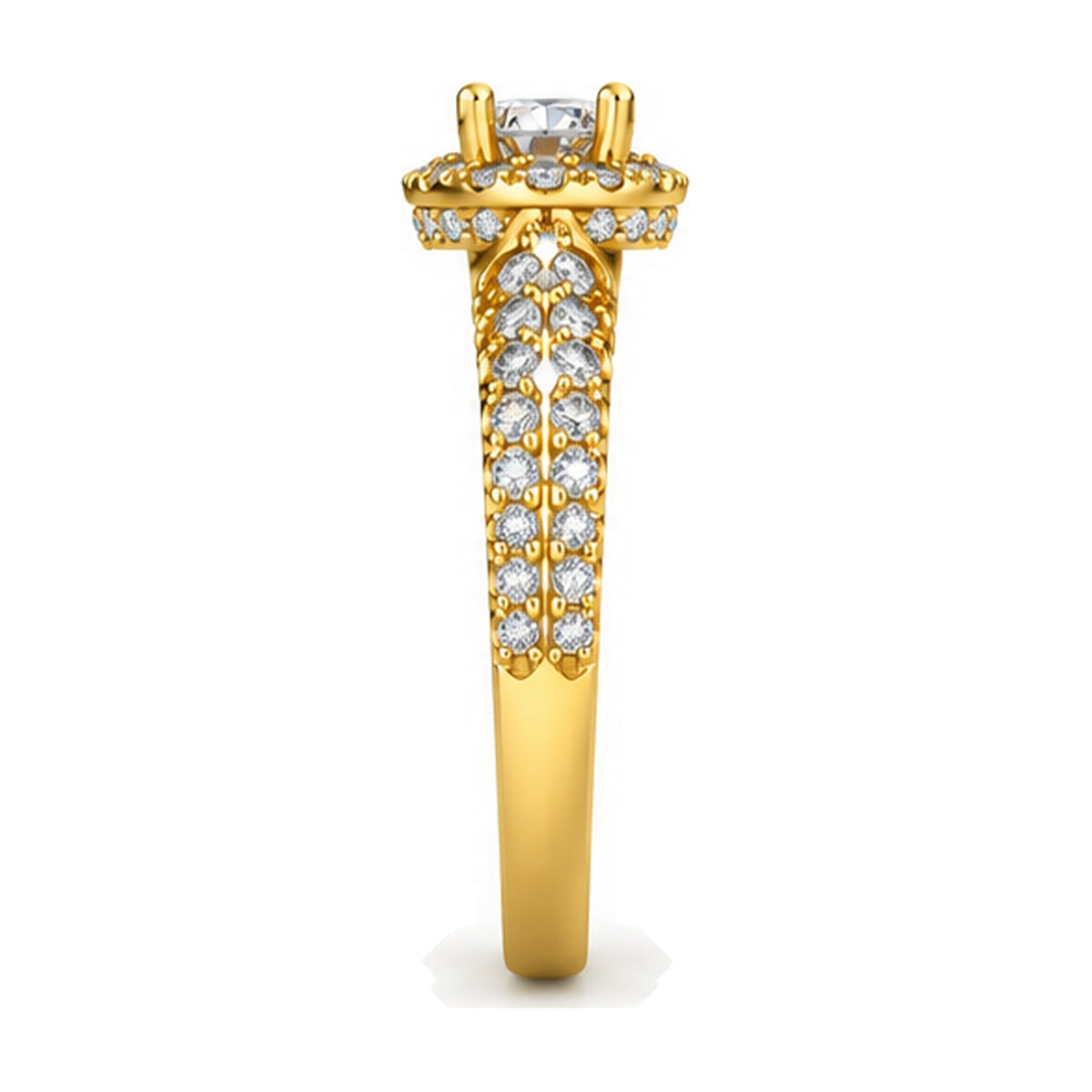 Round Open Gallery Halo Pavé Engagement Ring, 0.40 ct side view