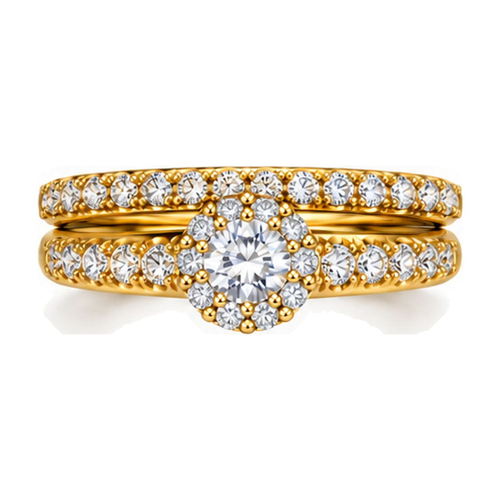Round Cluster Swirl Motif Bridal Ring Set, 0.75 ct TW front view