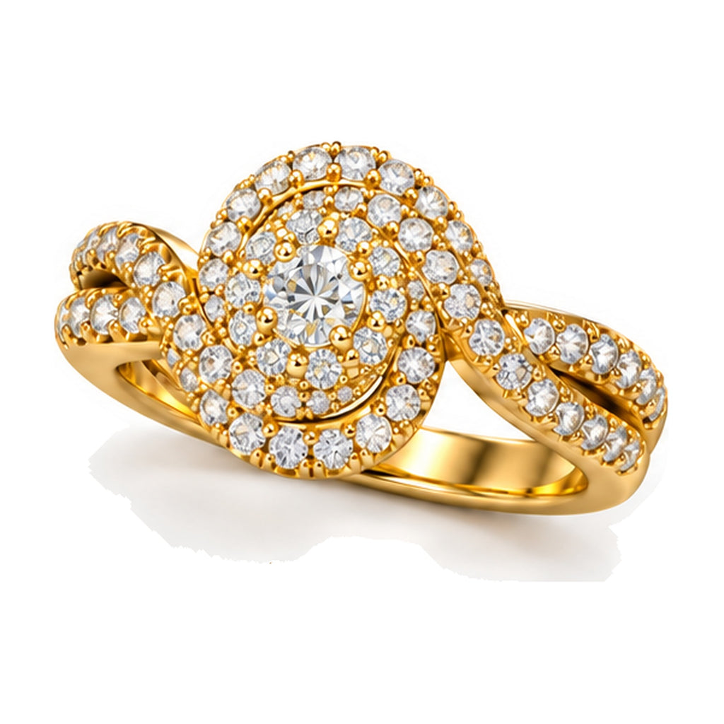 Round Cluster Swirl Engagement Ring, 1.00 ct TW angle view