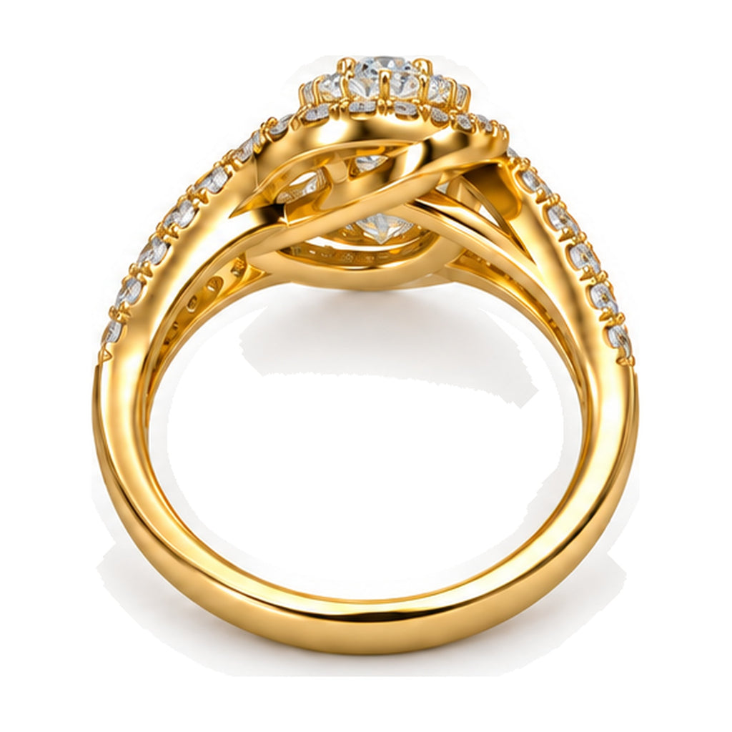 Round Cluster Swirl Engagement Ring, 1.00 ct TW back view