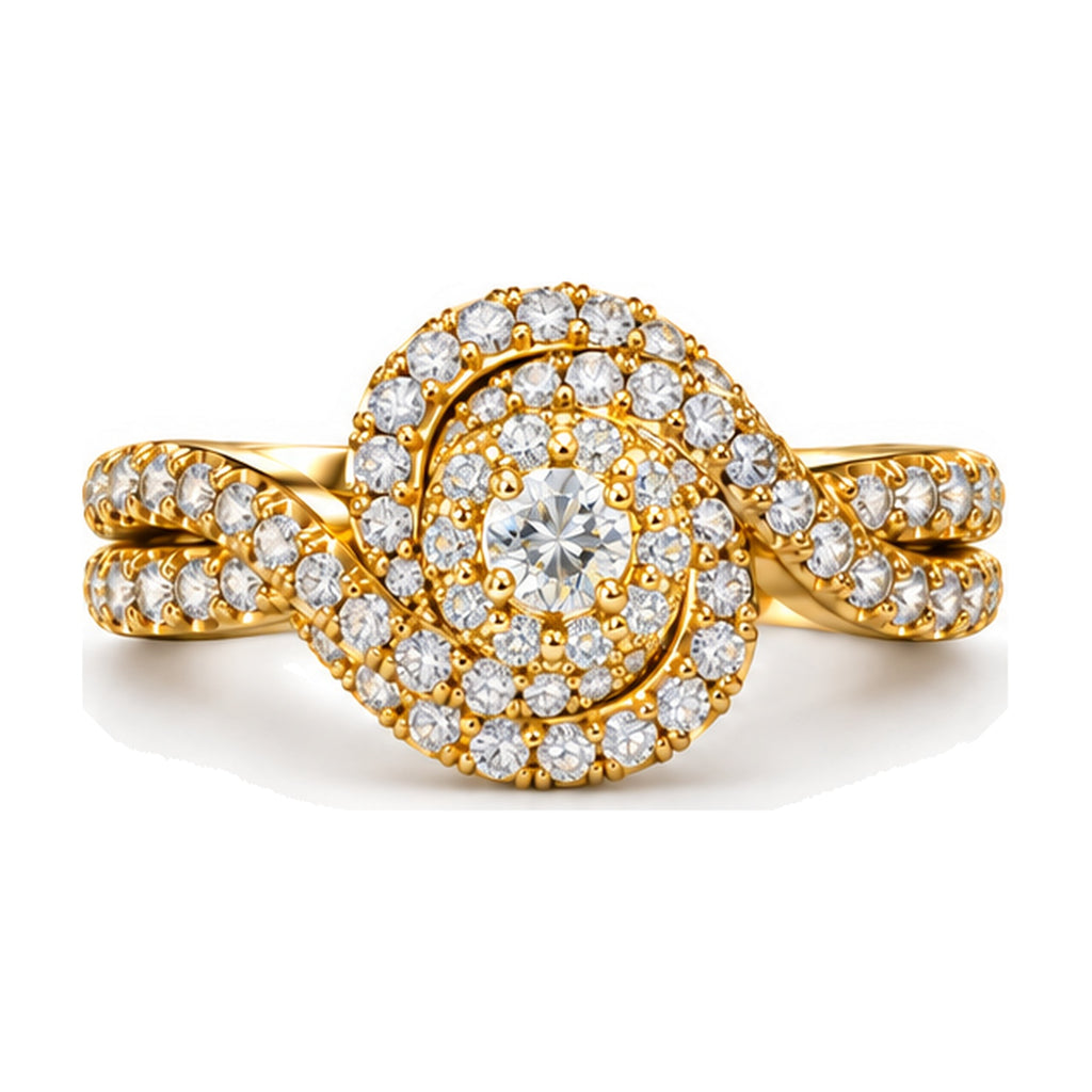 Round Cluster Swirl Engagement Ring, 1.00 ct TW front view