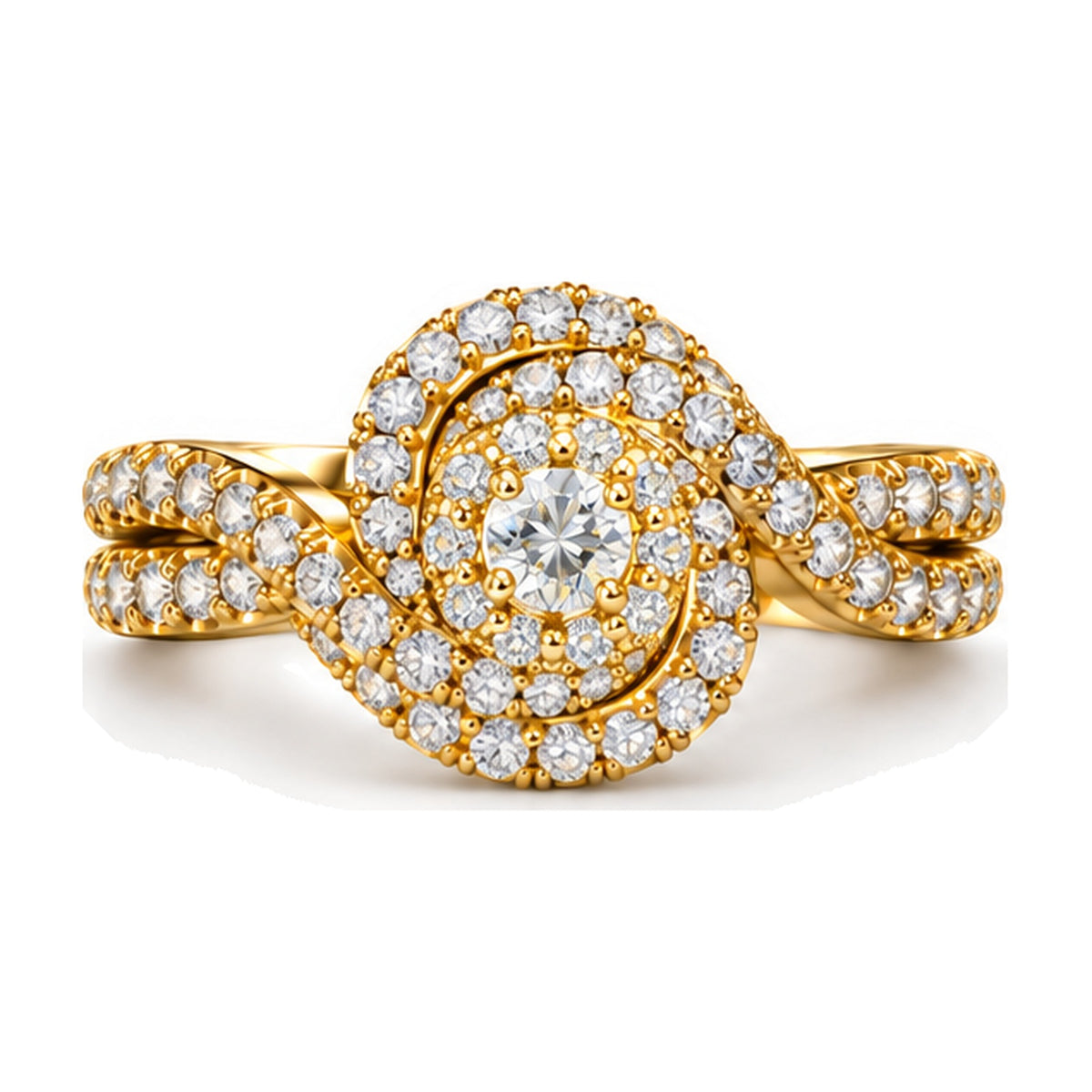 Round Cluster Swirl Engagement Ring, 1.00 ct TW front view